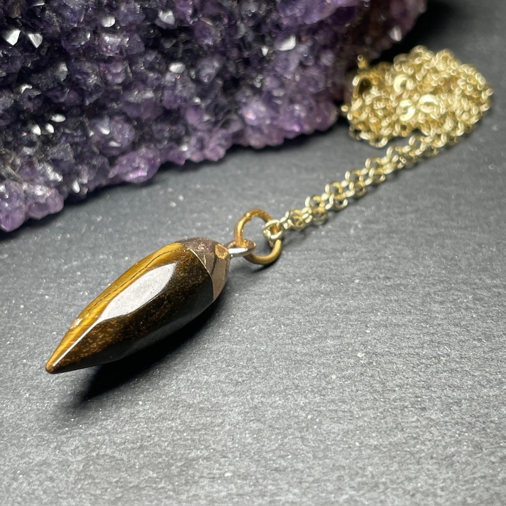 Genuine Yellow Tiger’s Eye Gold Plated Pendant Necklace - Picture 8 of 14